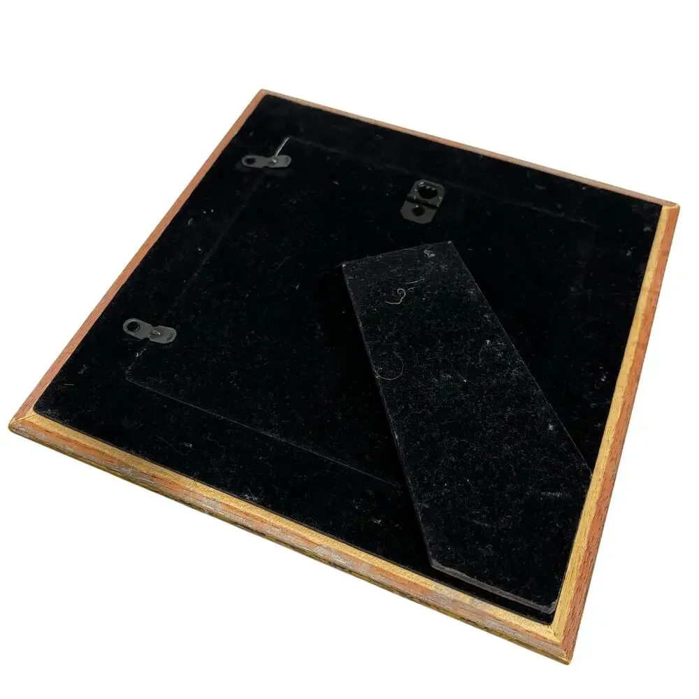 Vintage style free standing photo frame rear loading gold painted wood 5” square